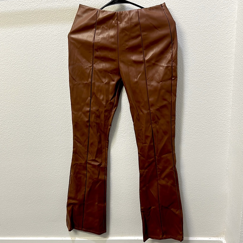 Faux Brown Leather Pants (NEVER WORN/USED)